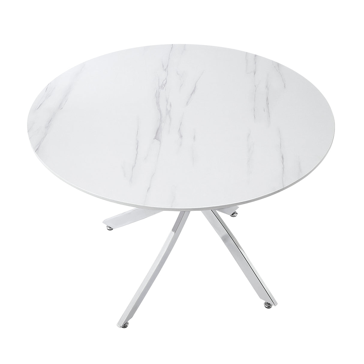 Topeka Chrome Faux-Marble Top Dining Table from Homelegance - Luna Furniture