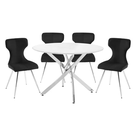 Topeka Chrome/Black Round Dining Set from Homelegance - Luna Furniture
