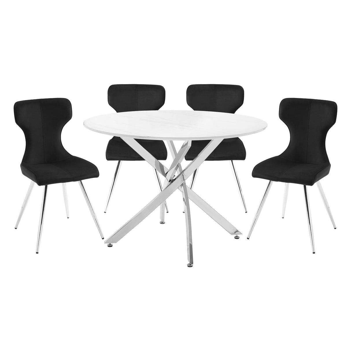 Topeka Chrome/Black Round 5-Piece Dining Set from Homelegance - Luna Furniture