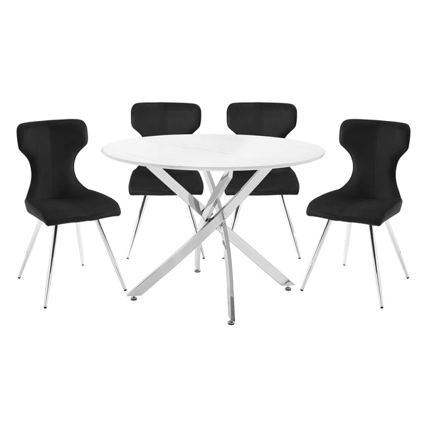 Topeka Chrome/Black Round 5-Piece Dining Set