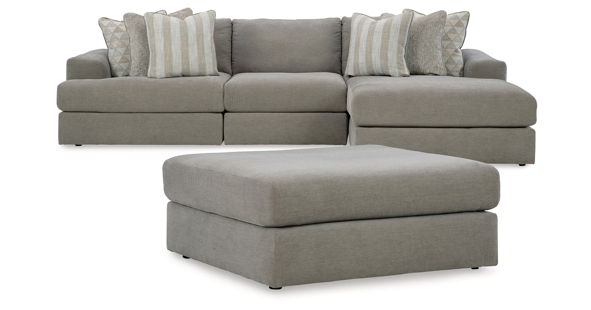 Avaliyah Ash 3-Piece Sectional with Ottoman from Ashley - Luna Furniture