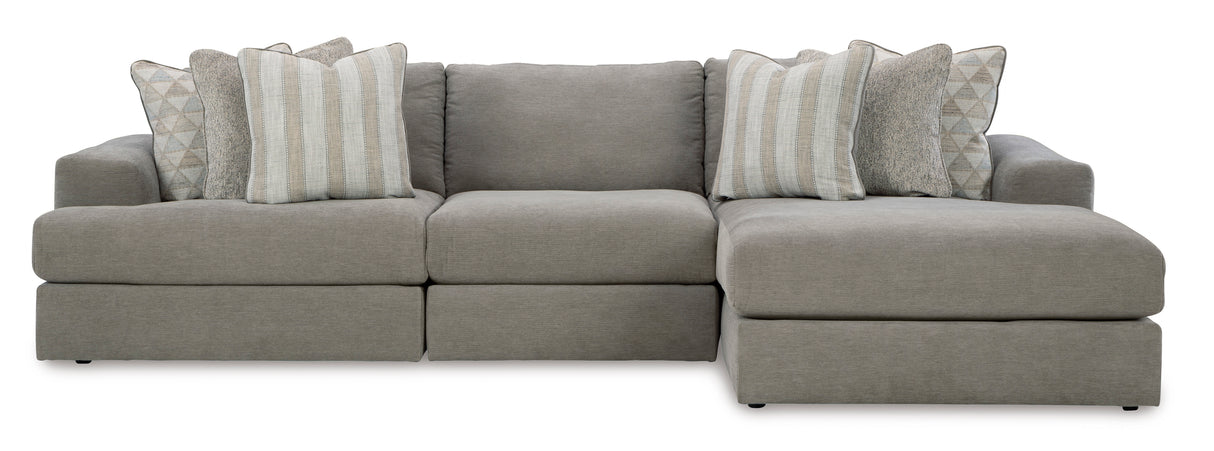 Avaliyah Ash 3-Piece RAF Chaise Sectional from Ashley - Luna Furniture