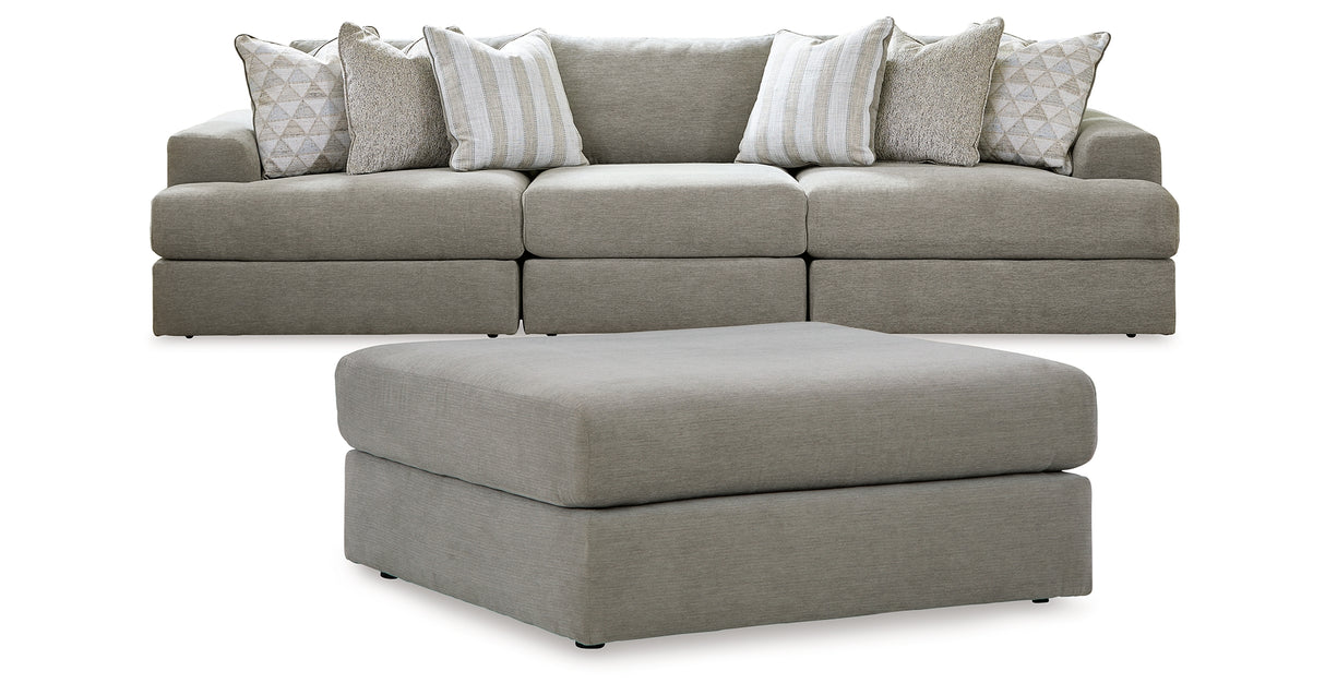 Avaliyah Ash 3-Piece Sectional with Ottoman from Ashley - Luna Furniture