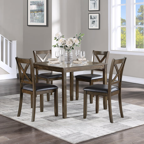 Hazel Charcoal Brown 5-Piece Dining Set from Homelegance - Luna Furniture