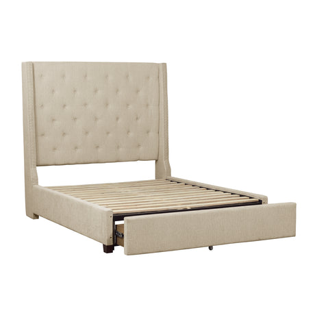 Fairborn Beige Queen Upholstered Storage Platform Bed from Homelegance - Luna Furniture