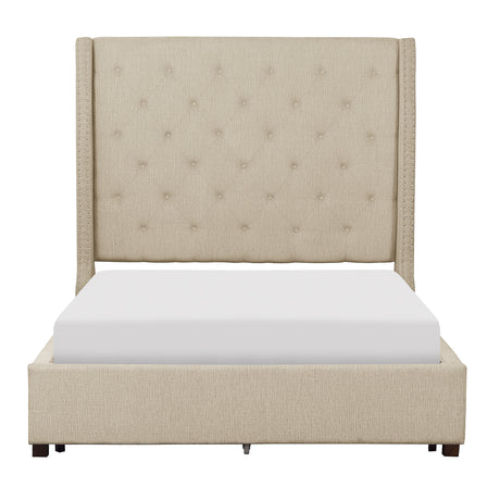 Fairborn Beige King Upholstered Platform Bed from Homelegance - Luna Furniture