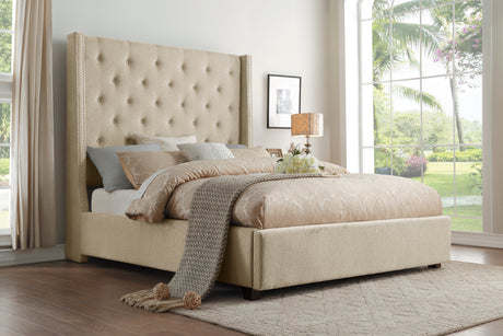 Fairborn Beige Queen Upholstered Storage Platform Bed from Homelegance - Luna Furniture