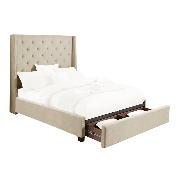 Fairborn Beige California King Upholstered Storage Platform Bed