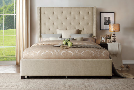 Fairborn Beige Queen Upholstered Storage Platform Bed from Homelegance - Luna Furniture