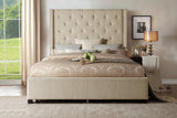 Fairborn Beige Full Bed Platform Bed with Storage Footboard from Homelegance - Luna Furniture
