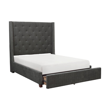 Fairborn Gray King Upholstered Storage Platform Bed from Homelegance - Luna Furniture