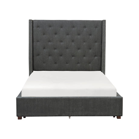 Fairborn Gray King Upholstered Storage Platform Bed from Homelegance - Luna Furniture