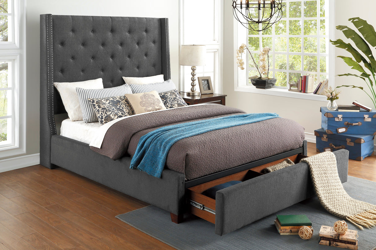 Fairborn Gray California King Upholstered Storage Platform Bed from Homelegance - Luna Furniture