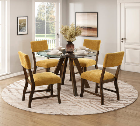 Aiden Brown Glass Top Round Dining Table from Homelegance - Luna Furniture