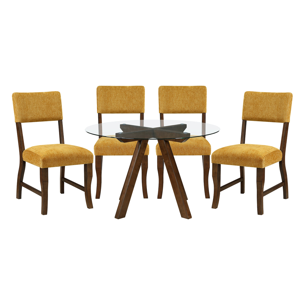 Aiden Mustard 5-Piece Round Dining Room Set from Homelegance - Luna Furniture