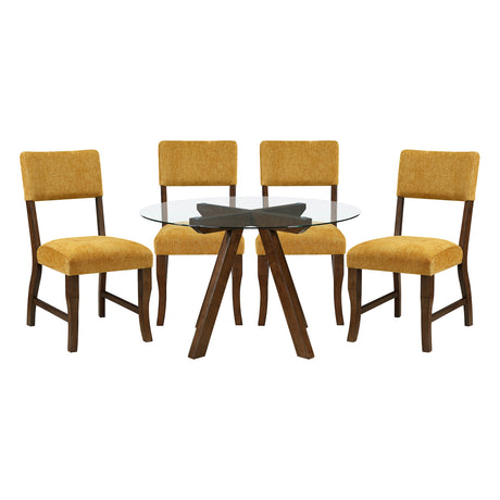 Aiden Mustard 5-Piece Round Dining Room Set from Homelegance - Luna Furniture