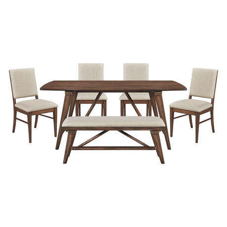 Monroe Walnut 6-Piece 71" Dining Set with Bench from Homelegance - Luna Furniture