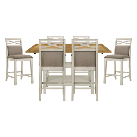 Maribelle Light Oak/Gray 7-Piece Counter Height Set from Homelegance - Luna Furniture