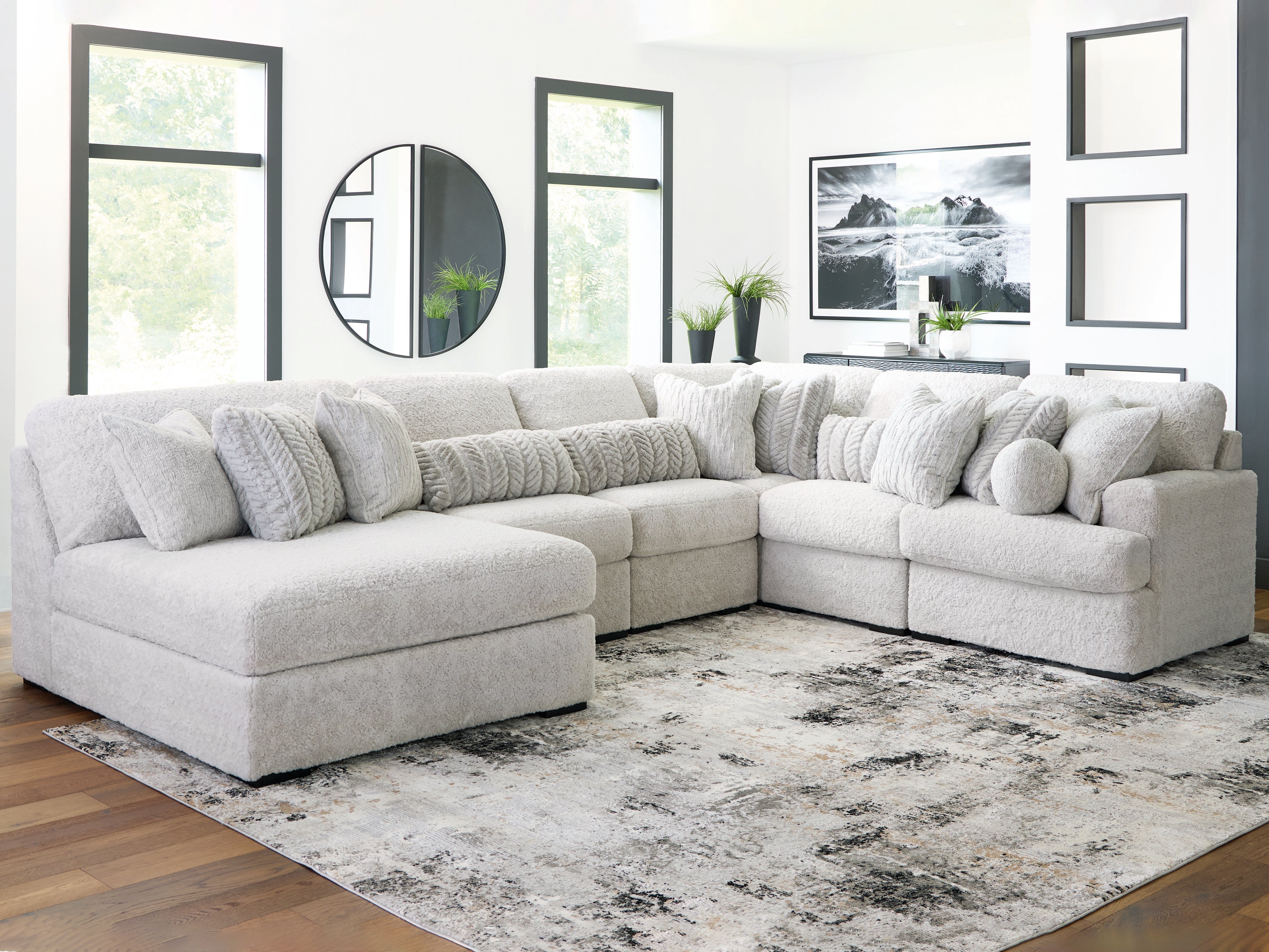 Ashley Cuddle Plush Arctic 6-Piece LAF Chaise Sectional – Luna