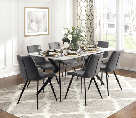 Brixley Black/Gray Faux Marble-Top Dining Set from Homelegance - Luna Furniture