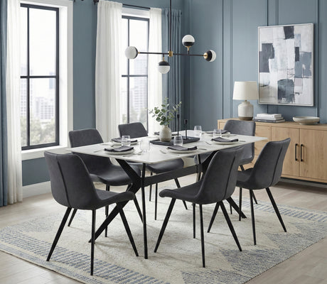 Brixley Black/White Sintered Stone-Top 63" Dining Table from Homelegance - Luna Furniture