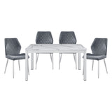 Hollis White/Dark Gray Stone-Top 5-Piece Dining Set from Homelegance - Luna Furniture