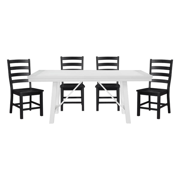 Redmond White/Black 5-Piece 72" Dining Set