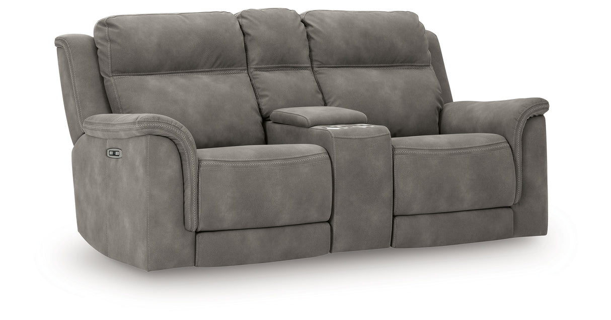 Next-Gen DuraPella Slate Power Reclining Loveseat with Console from Ashley - Luna Furniture