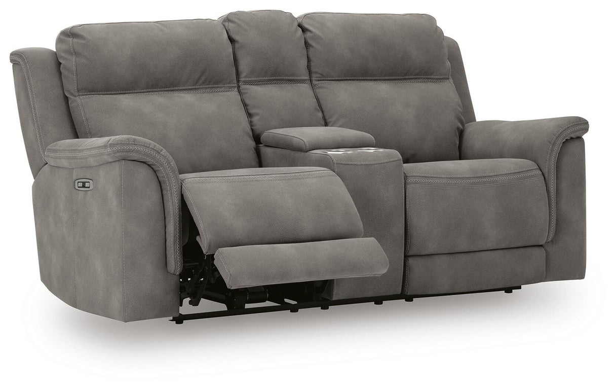 Next-Gen DuraPella Slate Power Reclining Loveseat with Console from Ashley Furniture - Luna Furniture