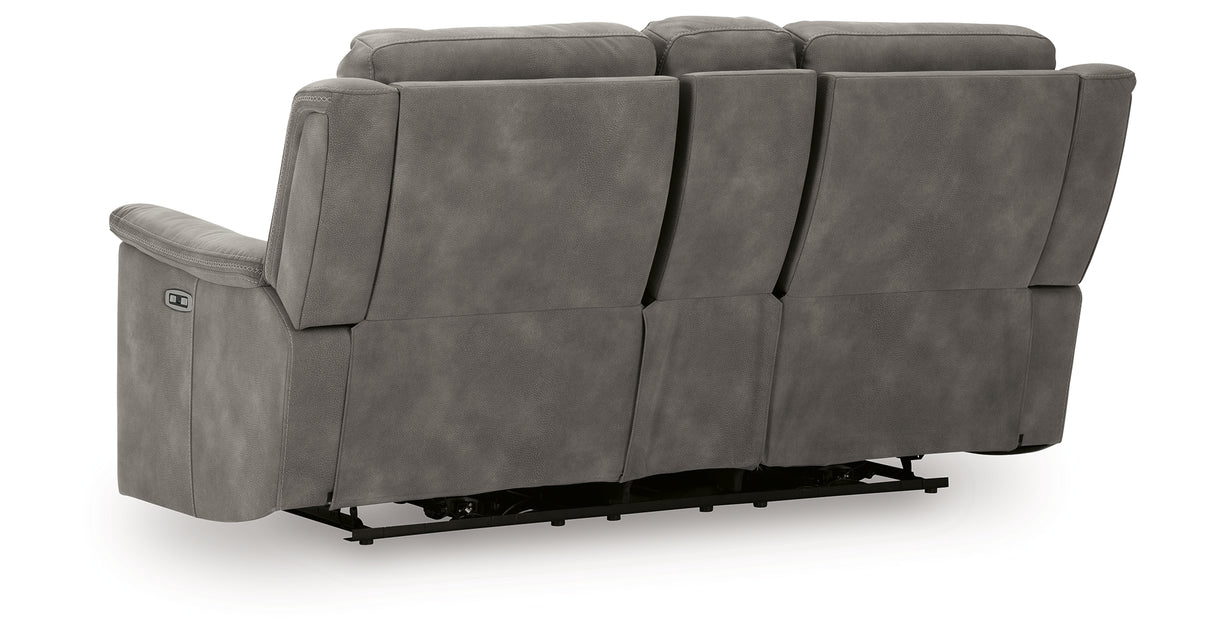 Next-Gen DuraPella Slate Power Reclining Loveseat with Console from Ashley - Luna Furniture