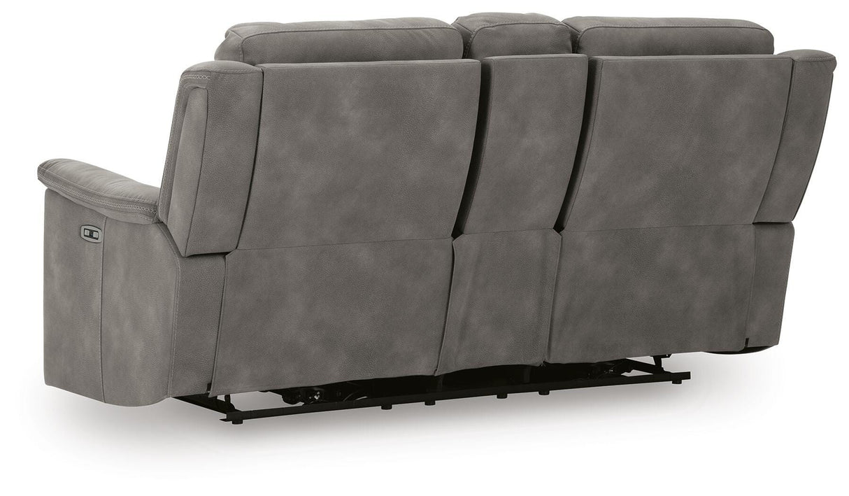 Next-Gen DuraPella Slate Power Reclining Loveseat with Console from Ashley Furniture - Luna Furniture