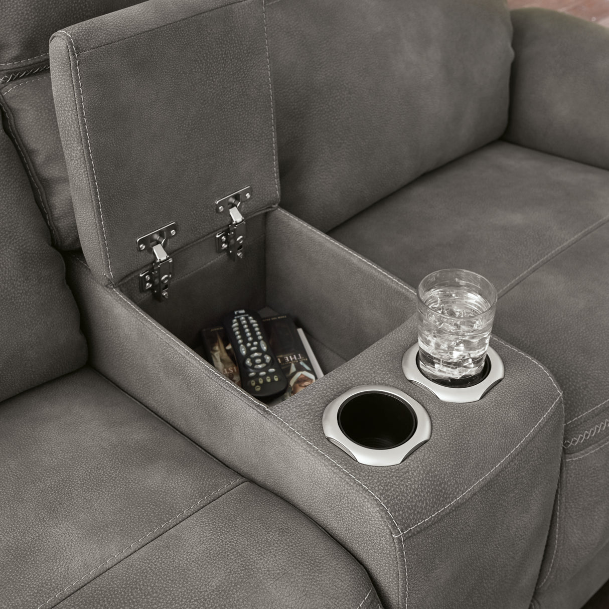 Next-Gen DuraPella Slate Power Reclining Loveseat with Console from Ashley - Luna Furniture