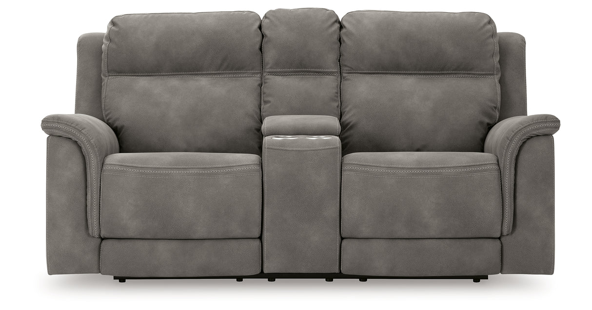 Next-Gen DuraPella Slate Power Reclining Loveseat with Console from Ashley - Luna Furniture
