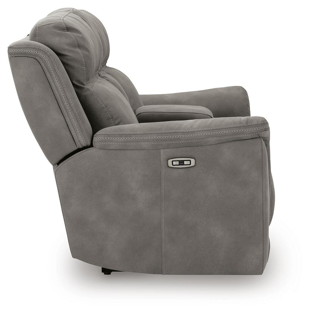 Next-Gen DuraPella Slate Power Reclining Loveseat with Console from Ashley Furniture - Luna Furniture