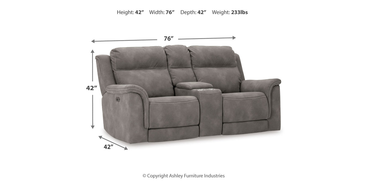 Next-Gen DuraPella Slate Power Reclining Loveseat with Console from Ashley - Luna Furniture