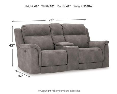 Next-Gen DuraPella Slate Power Reclining Loveseat with Console from Ashley Furniture - Luna Furniture