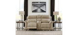 Next-Gen DuraPella Sand Power Reclining Loveseat with Console from Ashley Furniture - Luna Furniture