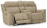 Next-Gen DuraPella Sand Power Reclining Loveseat with Console from Ashley Furniture - Luna Furniture