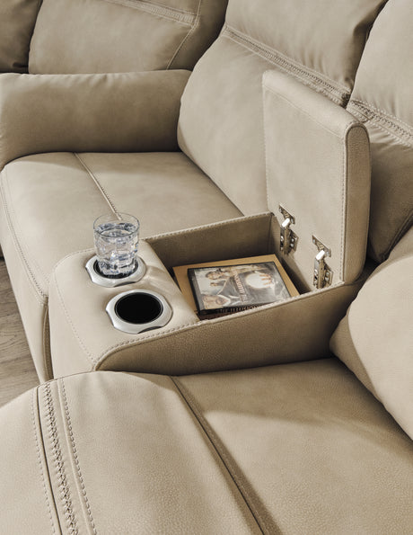 Next-Gen DuraPella Sand Power Reclining Loveseat with Console from Ashley - Luna Furniture
