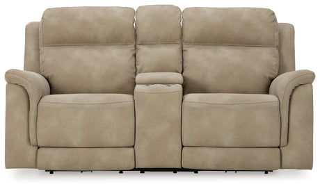 Next-Gen DuraPella Sand Power Reclining Loveseat with Console from Ashley - Luna Furniture
