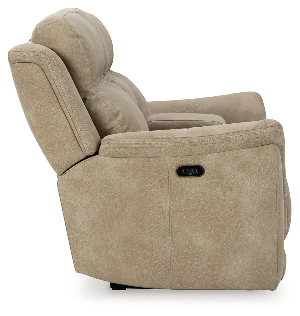 Next-Gen DuraPella Sand Power Reclining Loveseat with Console from Ashley - Luna Furniture