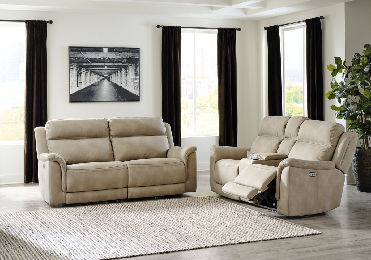 Next-Gen DuraPella Sand Power Reclining Sofa and Loveseat from Ashley - Luna Furniture