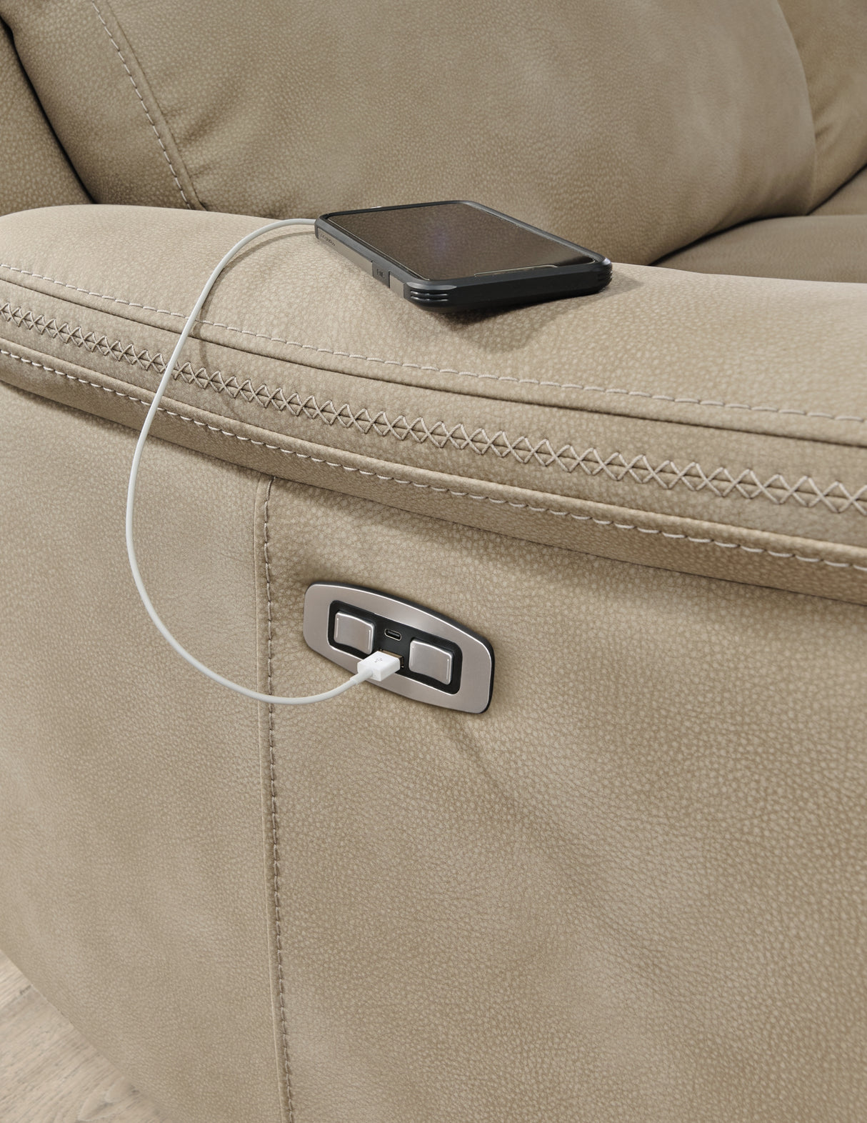Next-Gen DuraPella Sand Power Recliner from Ashley Furniture - Luna Furniture