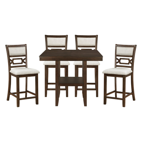 Hutchinson Dark Brown/Beige 5-Piece Counter Height Set from Homelegance - Luna Furniture