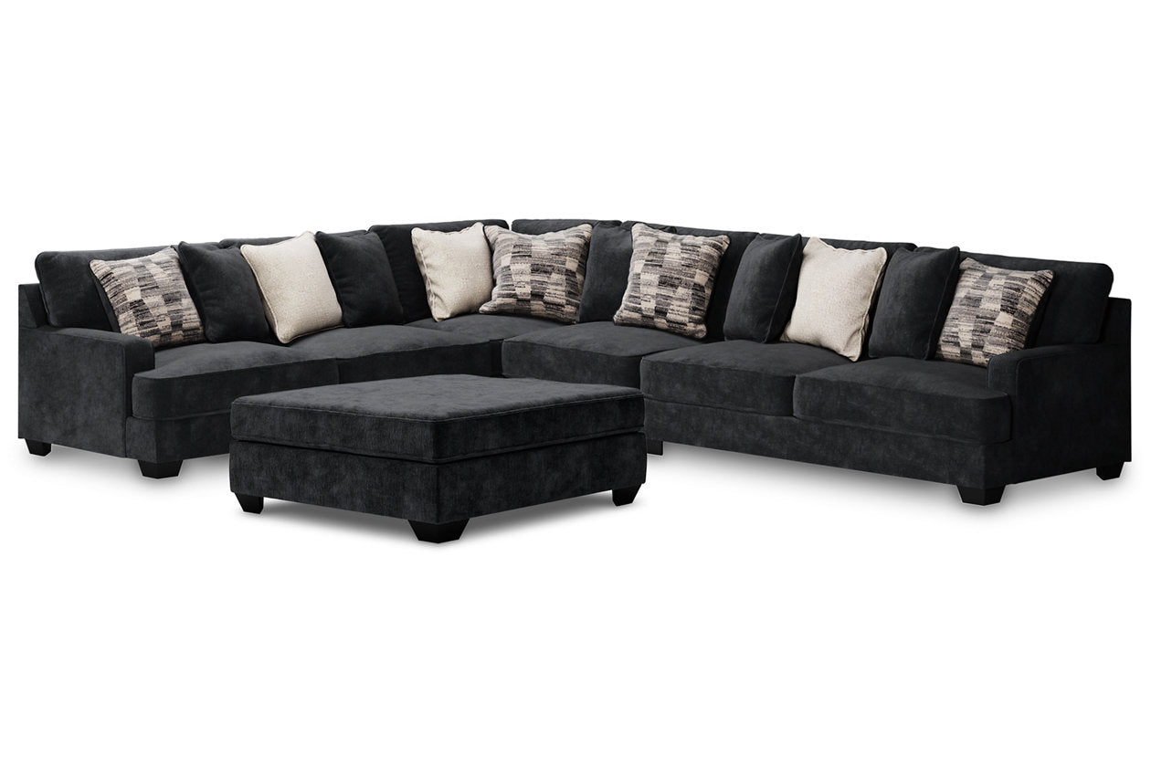 Lavernett Charcoal 4-Piece Sectional with Ottoman from Ashley - Luna Furniture