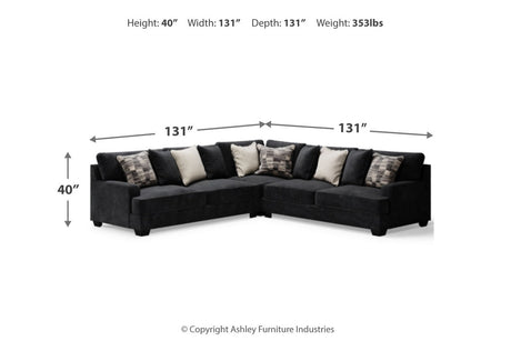 Lavernett Charcoal 3-Piece Sectional and Oversized Ottoman from Ashley - Luna Furniture