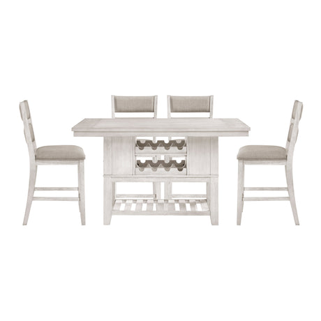 Savile Antique White/Light Gray 5-Piece Counter Height Set from Homelegance - Luna Furniture