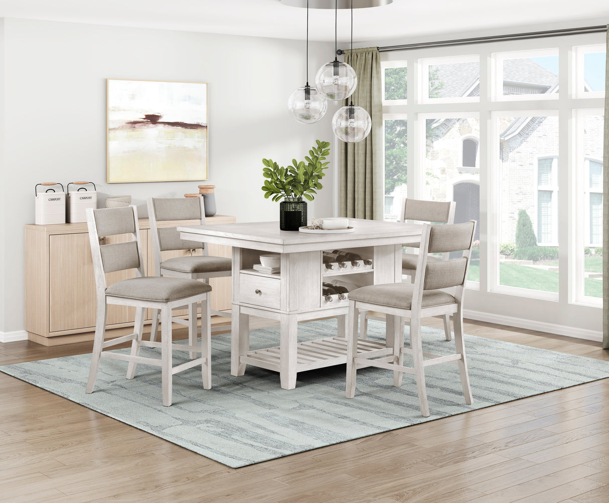 Savile Antique White/Light Gray Counter Height Bench from Homelegance - Luna Furniture