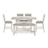 Savile Antique White/Light Gray 6-Piece 60" Dining Room Set with Bench from Homelegance - Luna Furniture