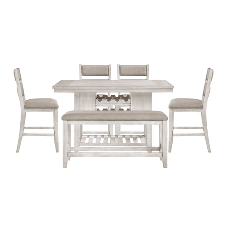 Savile Antique White/Light Gray 6-Piece 60" Dining Room Set with Bench from Homelegance - Luna Furniture